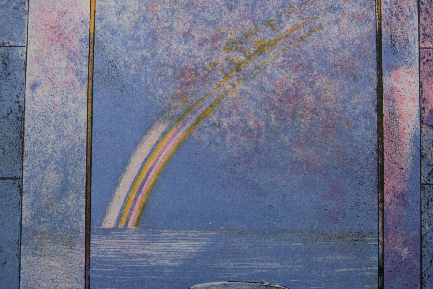 Pierre GARCIA FONS : Composition à la fenêtre Aqua - Lithographie originale signée