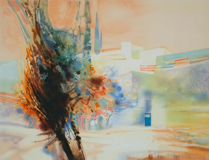 Daniel GELIS : Paysage de Provence - Lithographie originale signée