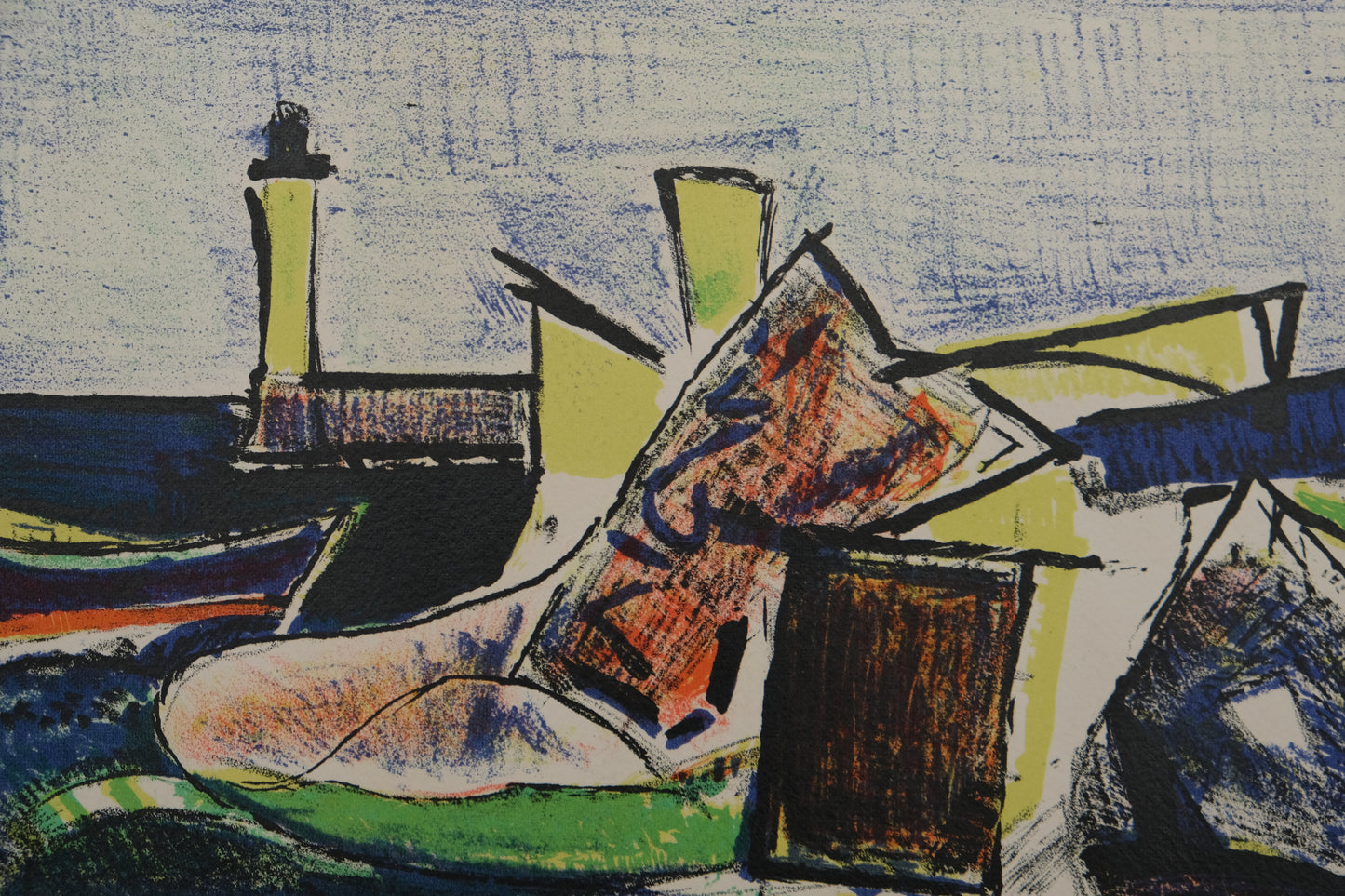 François DESNOYER : Le port de Sète - Lithographie originale signée