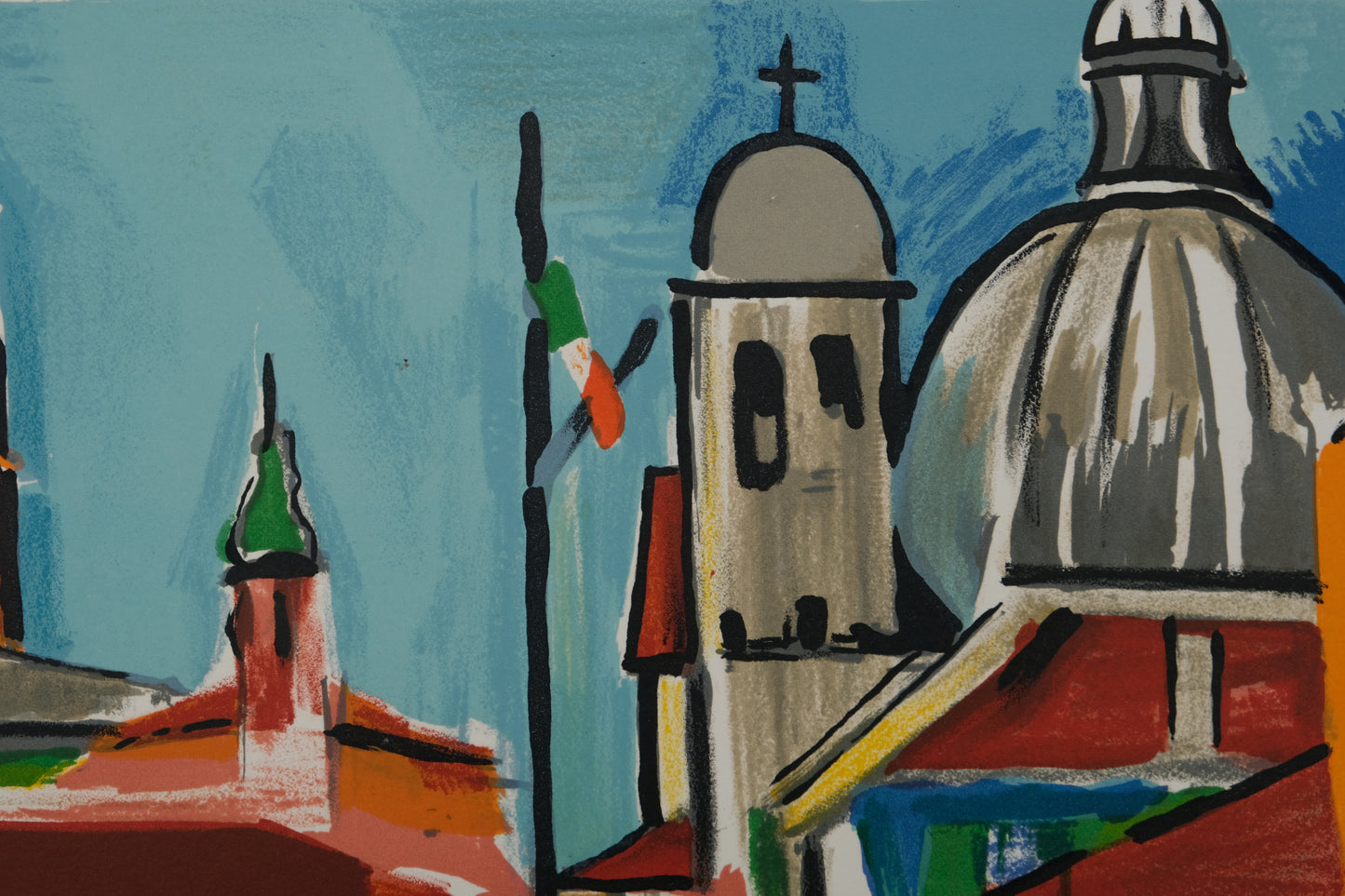 François DESNOYER : Vue de Venise - Lithographie originale signée