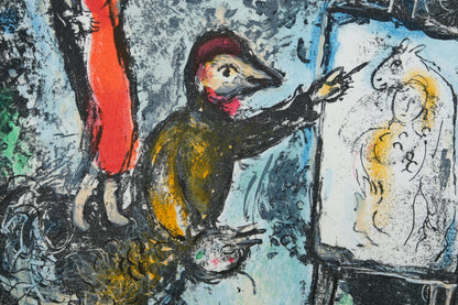 Marc CHAGALL : Couple et artiste devant Saint Jeannet - Lithographie originale