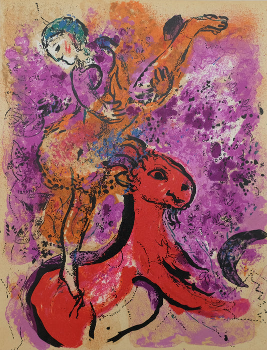 Marc CHAGALL : L'Ecuyère au cheval rouge - Lithographie originale