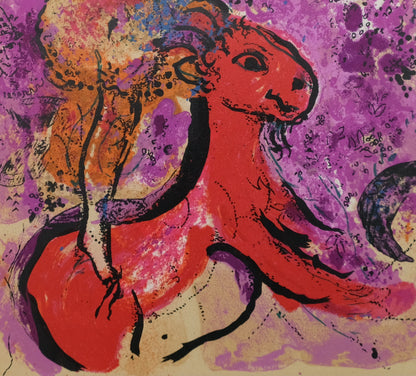 Marc CHAGALL : L'Ecuyère au cheval rouge - Lithographie originale