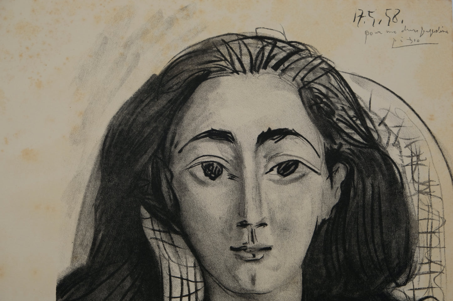 Pablo PICASSO : Portrait de Jacqueline - Lithographie signée