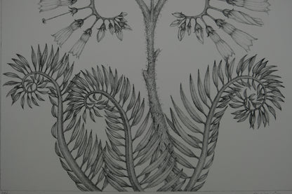 Gochka CHAREWICZ : Fleur en courbes  - Lithographie originale signée