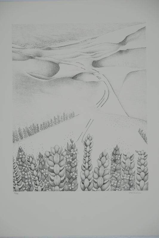 Gochka CHAREWICZ : La vallée perdue - Lithographie originale signée