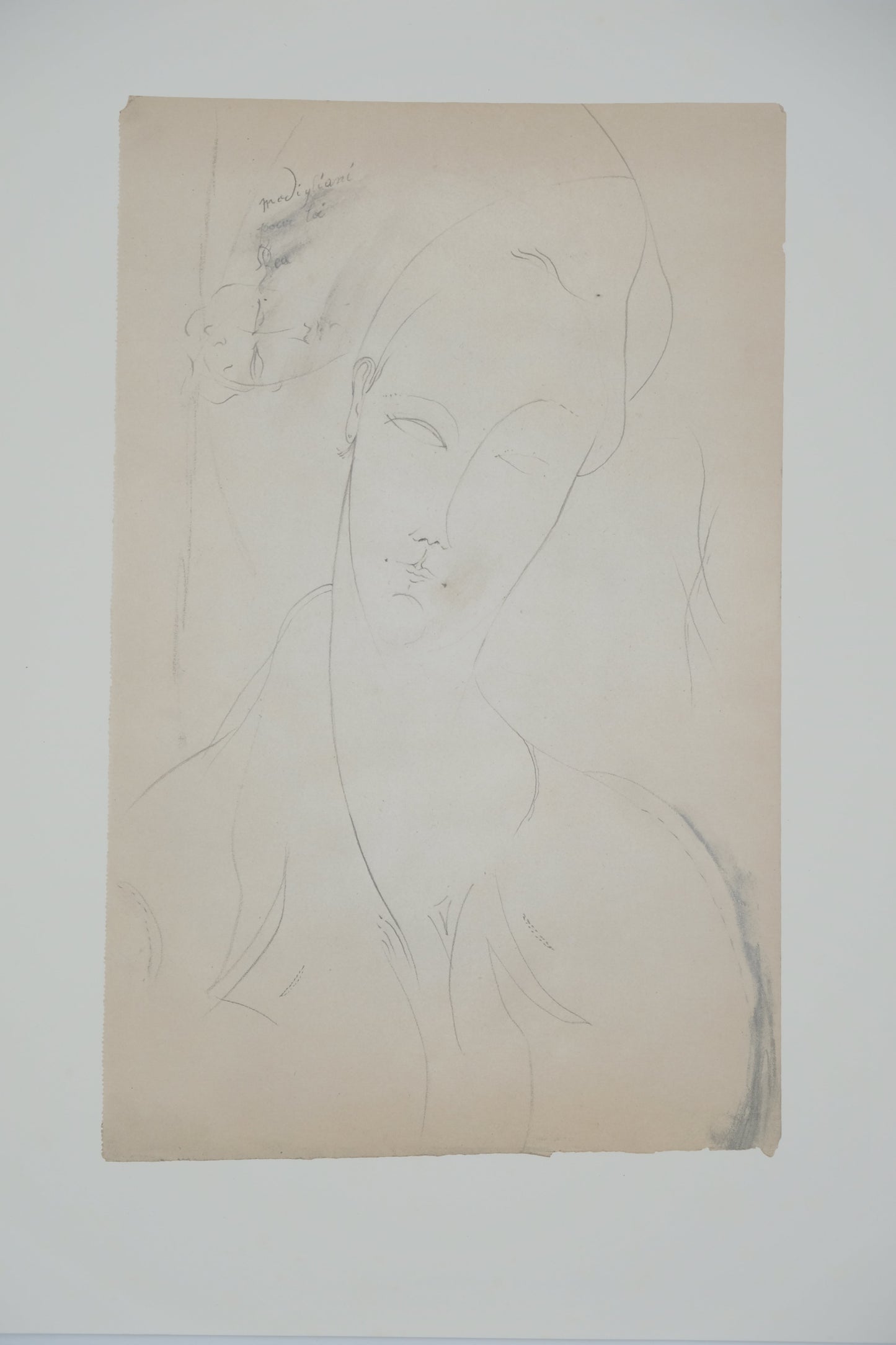 Amedeo MODIGLIANI : Étude d'une femme avec dédicace et petit dessin - Lithographie signée