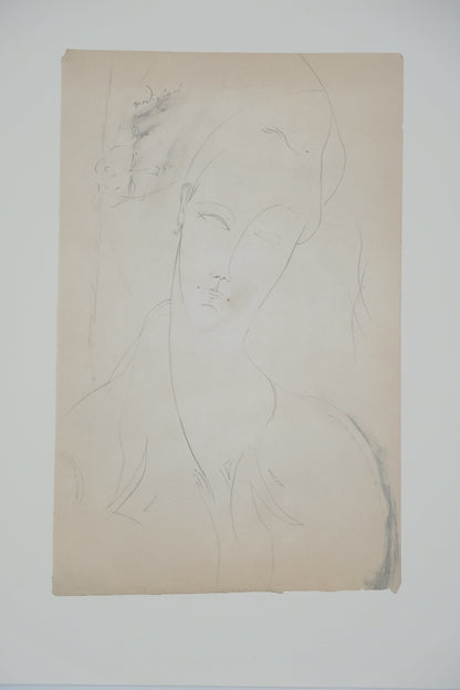 Amedeo MODIGLIANI : Étude d'une femme avec dédicace et petit dessin - Lithographie signée