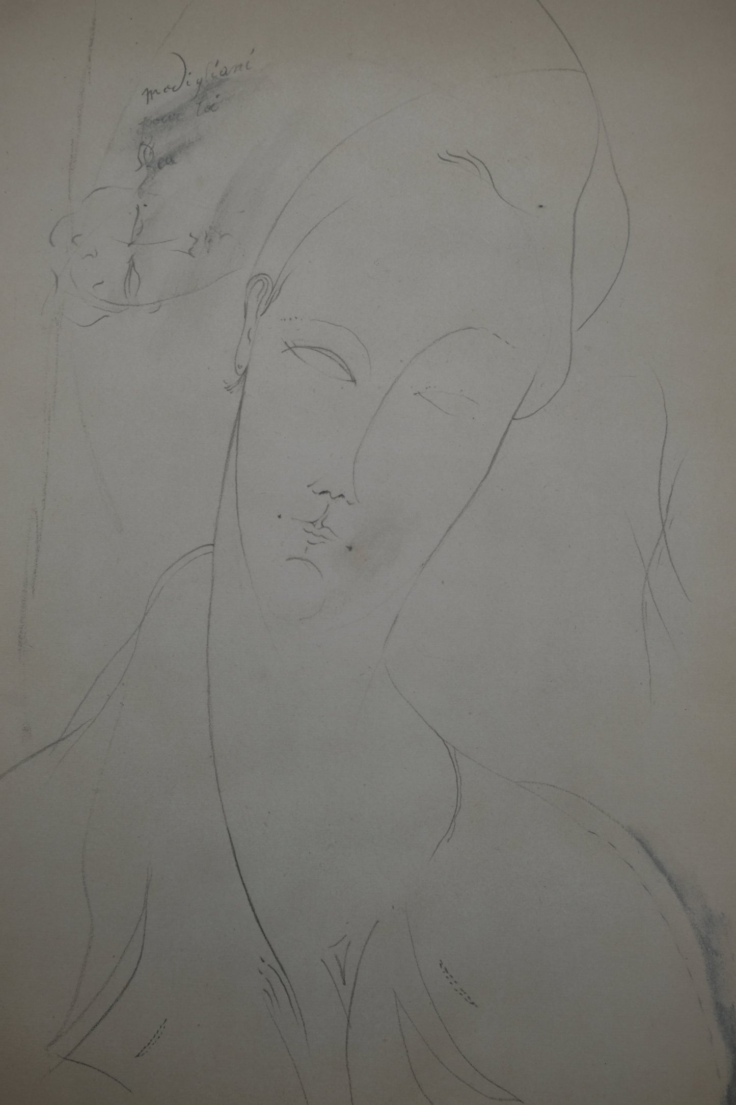 Amedeo MODIGLIANI : Étude d'une femme avec dédicace et petit dessin - Lithographie signée