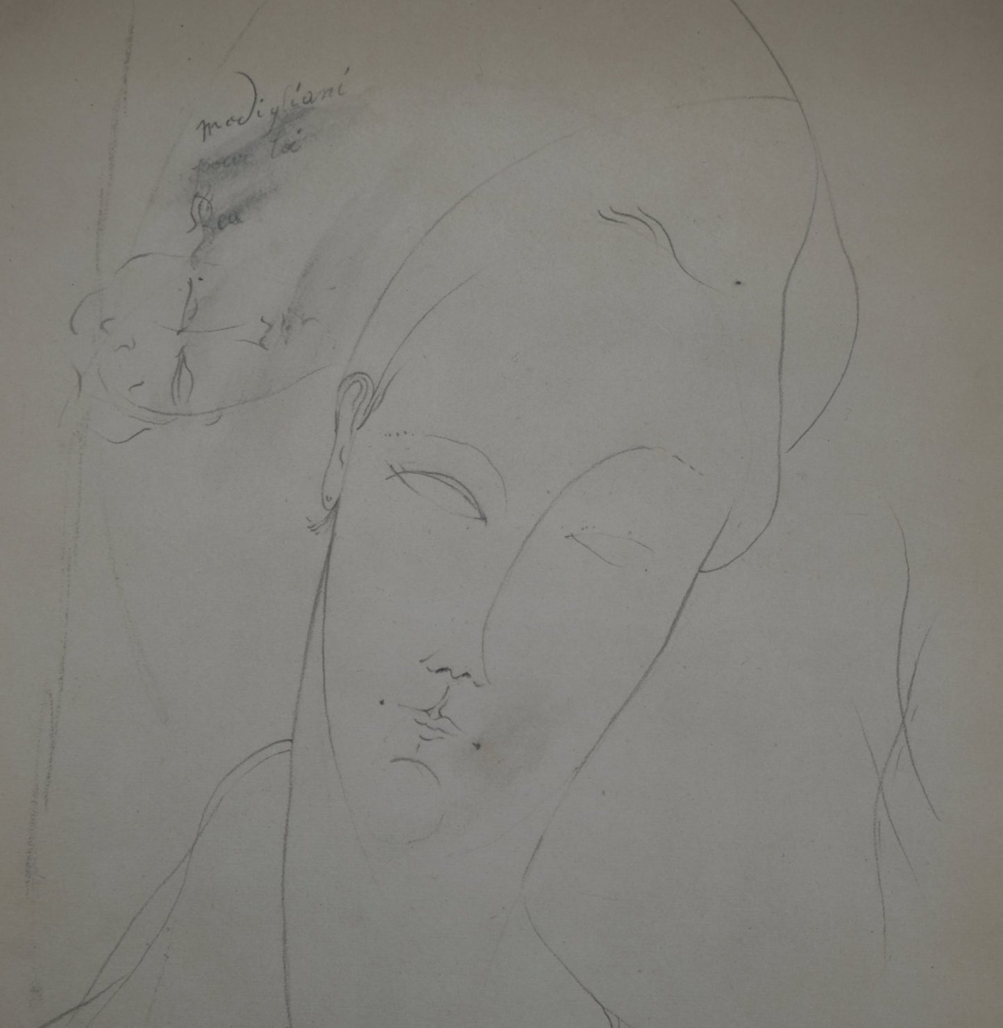 Amedeo MODIGLIANI : Étude d'une femme avec dédicace et petit dessin - Lithographie signée