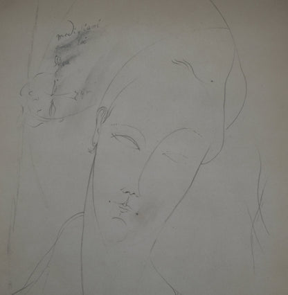 Amedeo MODIGLIANI : Étude d'une femme avec dédicace et petit dessin - Lithographie signée