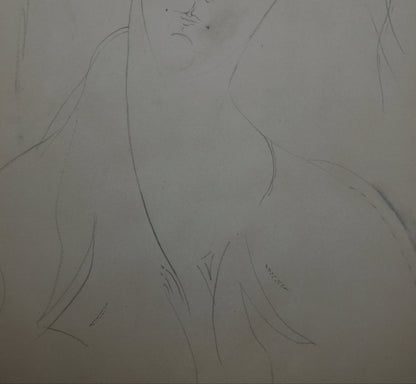 Amedeo MODIGLIANI : Étude d'une femme avec dédicace et petit dessin - Lithographie signée