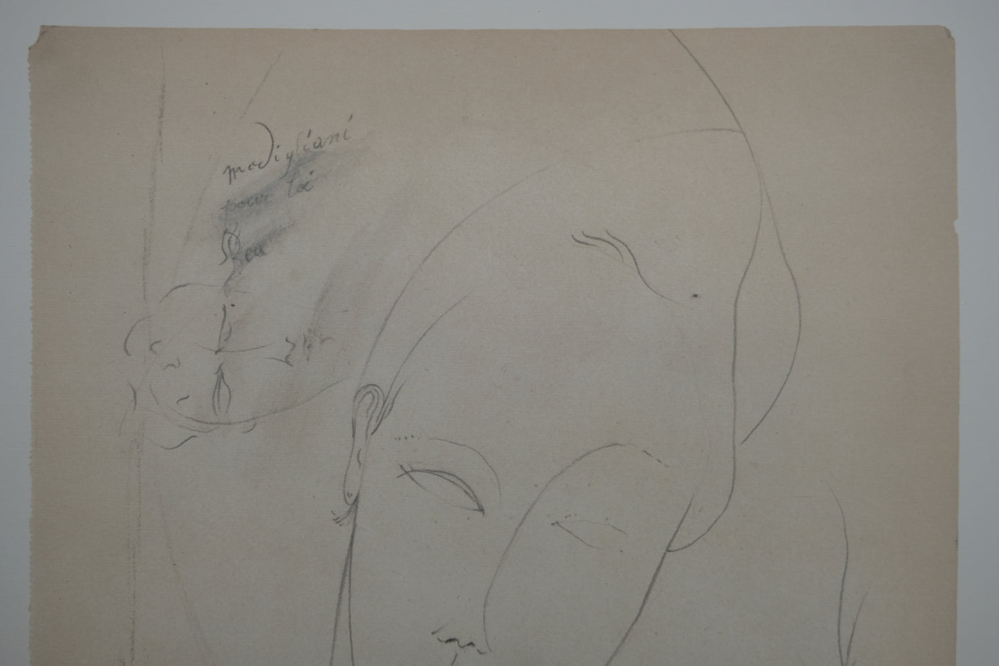 Amedeo MODIGLIANI : Étude d'une femme avec dédicace et petit dessin - Lithographie signée