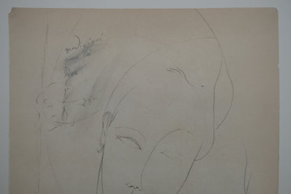 Amedeo MODIGLIANI : Étude d'une femme avec dédicace et petit dessin - Lithographie signée