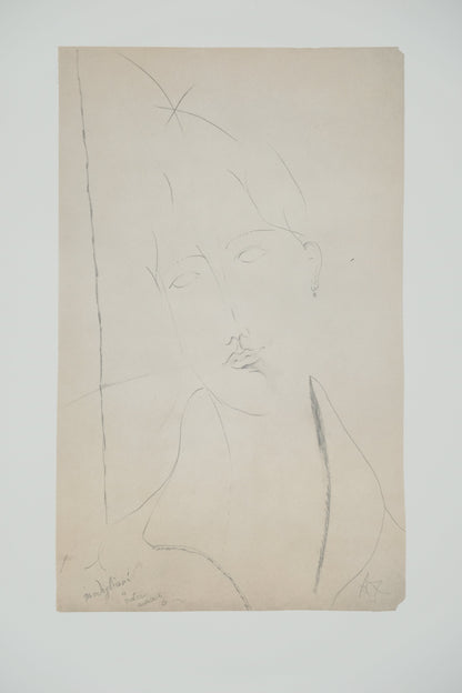 Amedeo MODIGLIANI : Esquisse d'une femme - Lithographie signée