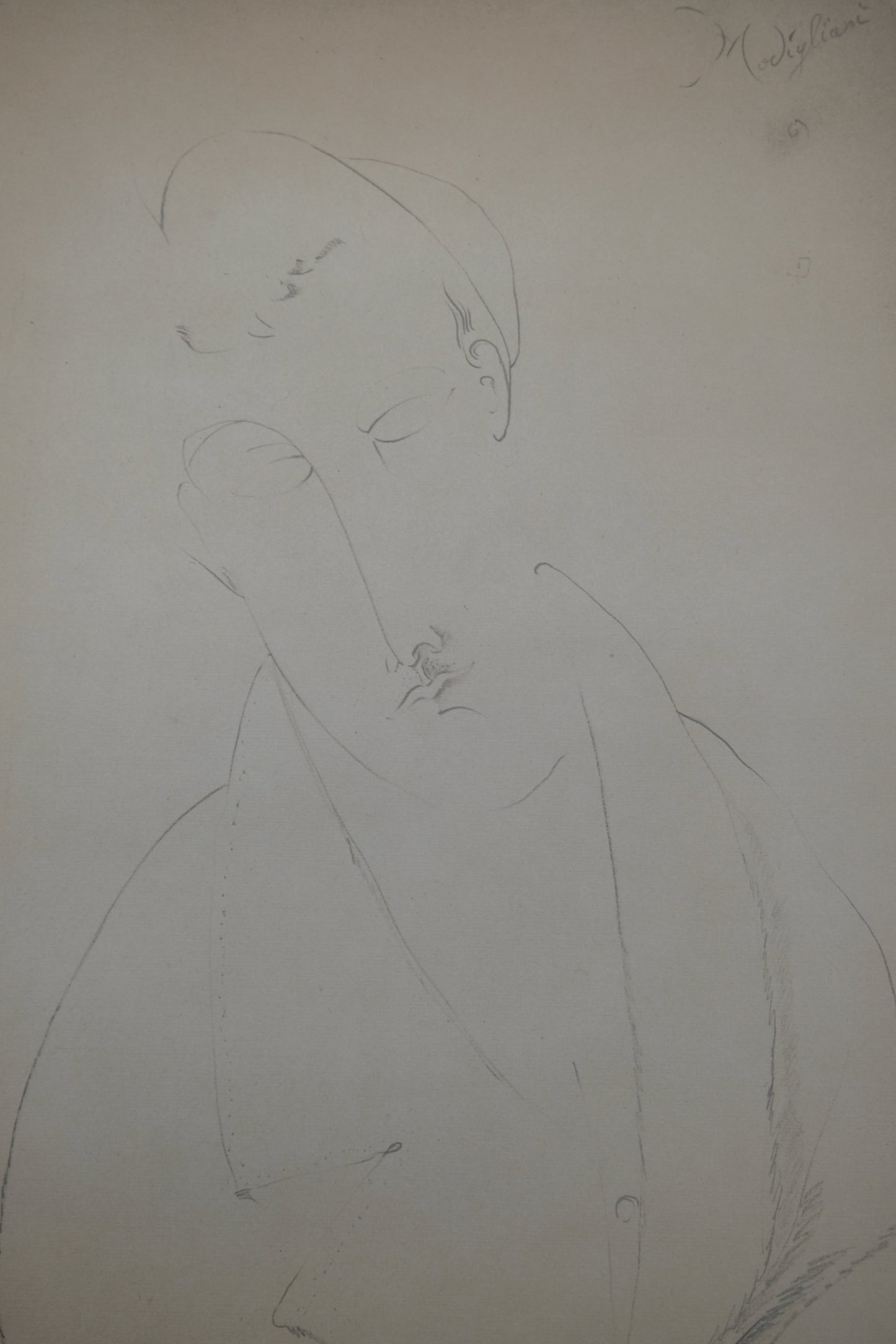 Amedeo MODIGLIANI : Homme à la moustache - Lithographie signée