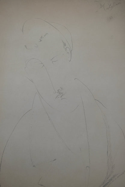 Amedeo MODIGLIANI : Homme à la moustache - Lithographie signée