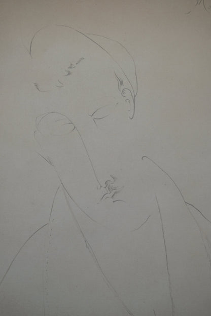 Amedeo MODIGLIANI : Homme à la moustache - Lithographie signée