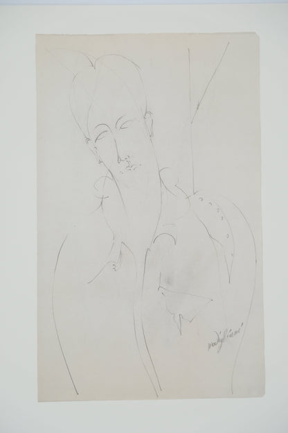 Amedeo MODIGLIANI : Portrait de Lunia pensive - Lithographie signée