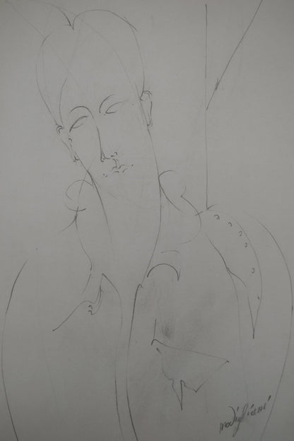 Amedeo MODIGLIANI : Portrait de Lunia pensive - Lithographie signée