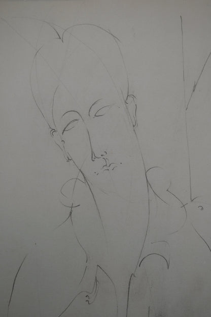 Amedeo MODIGLIANI : Portrait de Lunia pensive - Lithographie signée