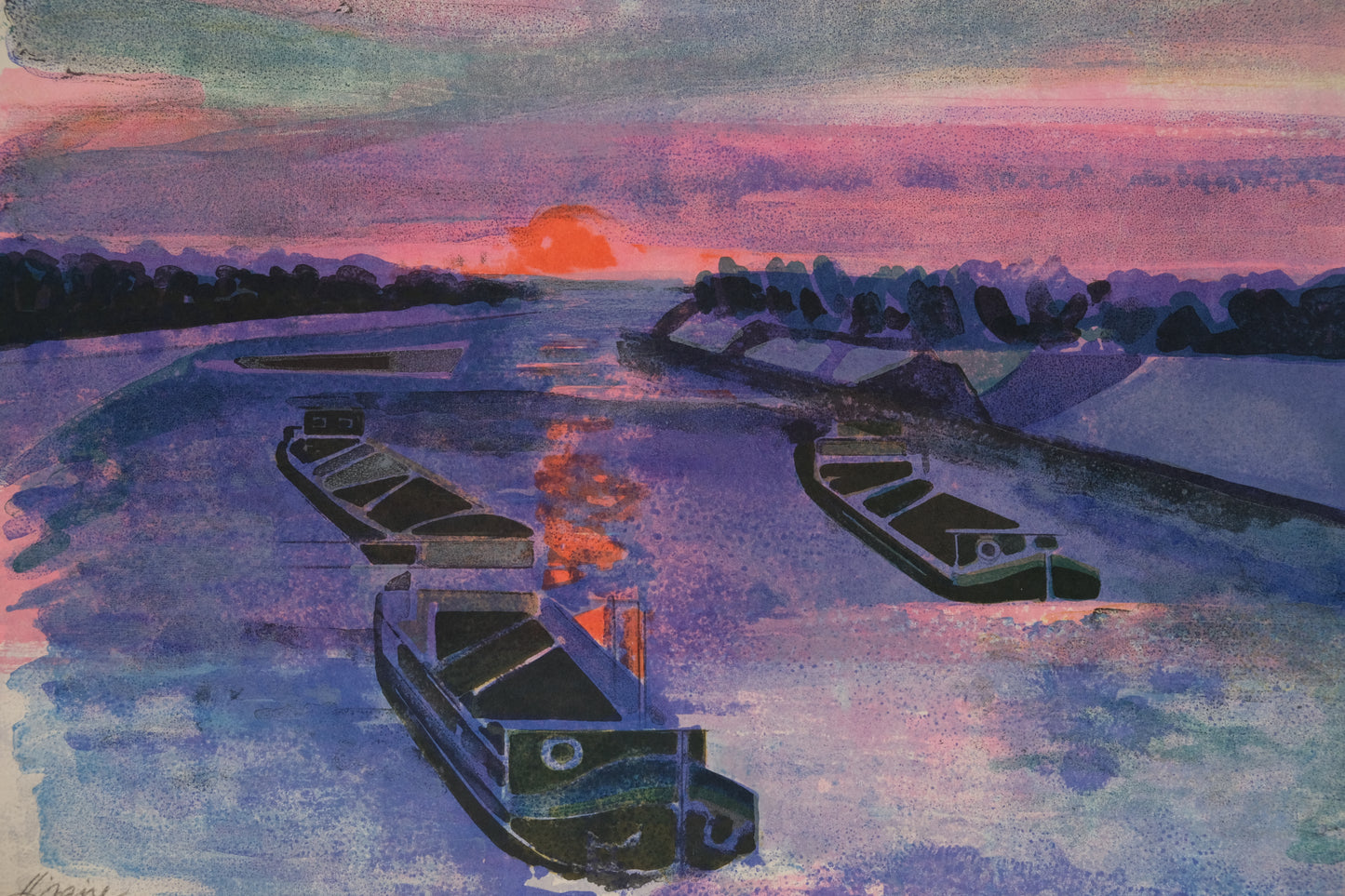 Camille HILAIRE : Hommage à Monet, Impression Soleil Levant - Lithographie originale signée