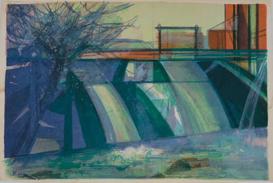 Camille HILAIRE : Le Barrage - Lithographie originale signée