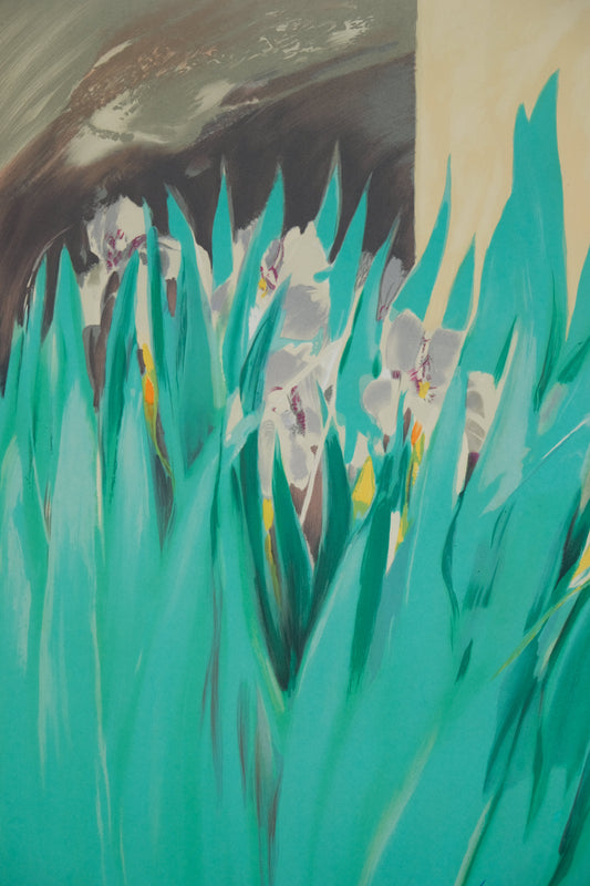 Claude HEMERET : Iris blancs - Lithographie originale signée
