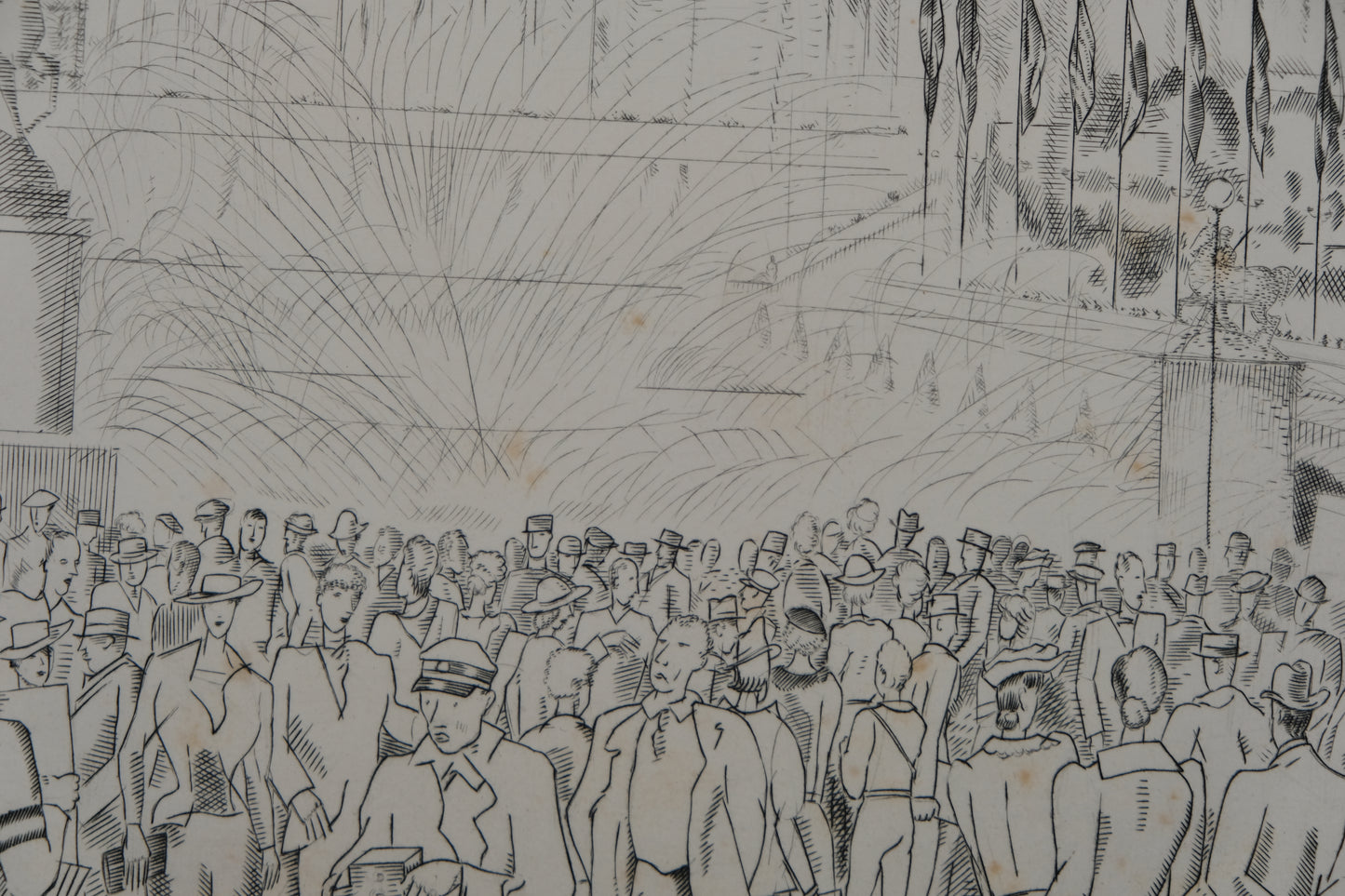 Jean Emile LABOUREUR : Les fontaines du Trocadéro - Gravure originale signée