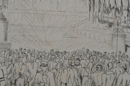 Jean Emile LABOUREUR : Les fontaines du Trocadéro - Gravure originale signée