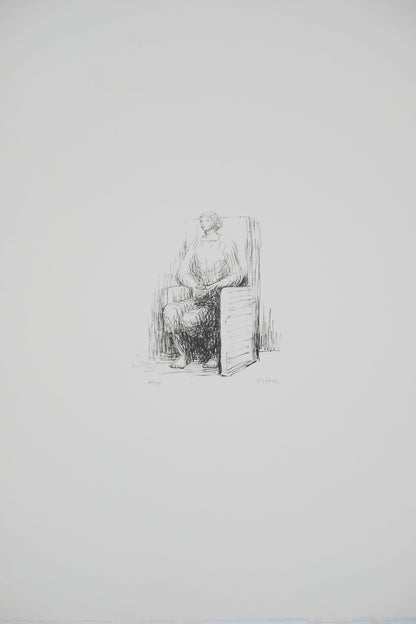 Henry MOORE : Femme assise dans un fauteuil - Lithographie originale signée
