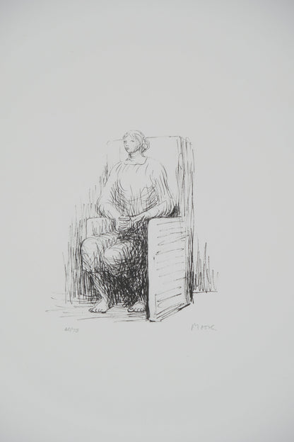 Henry MOORE : Femme assise dans un fauteuil - Lithographie originale signée
