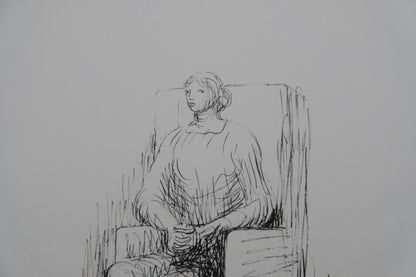 Henry MOORE : Femme assise dans un fauteuil - Lithographie originale signée
