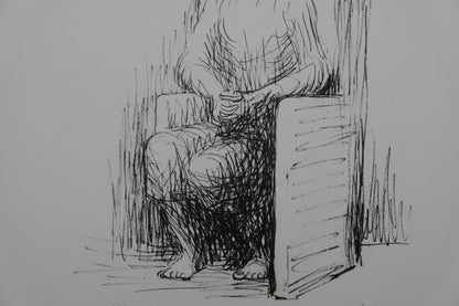 Henry MOORE : Femme assise dans un fauteuil - Lithographie originale signée