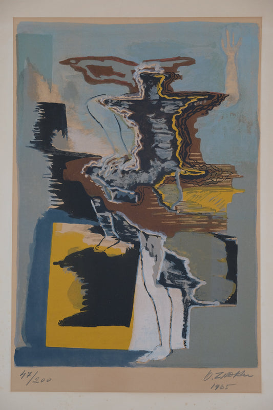 Ossip ZADKINE : Ange en feu - Lithographie originale signée