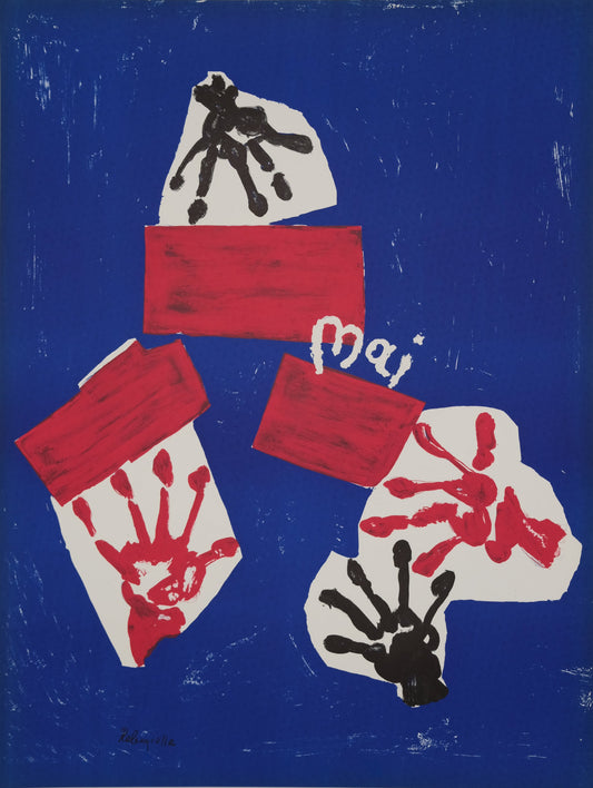 Paul REBEYROLLE : Mai 68 - Linogravure originale signée