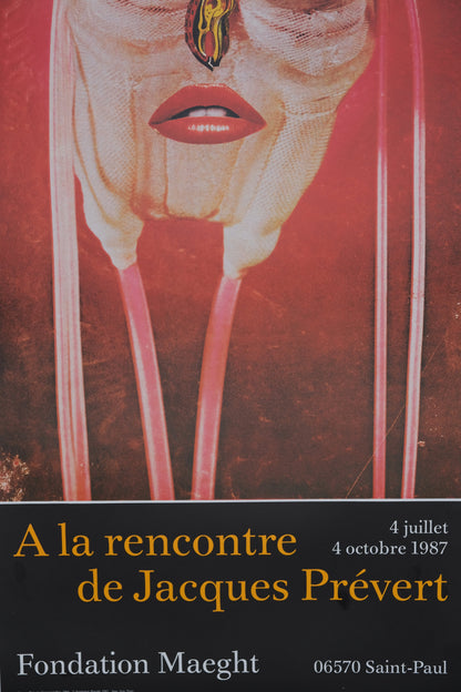 A la rencontre de Jacques Prévert : Visage-Papillon - Affiche originale en couleurs