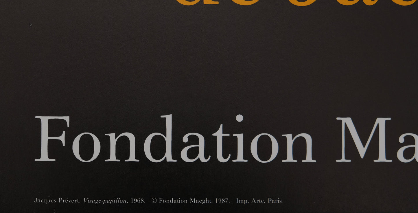 A la rencontre de Jacques Prévert : Visage-Papillon - Affiche originale en couleurs