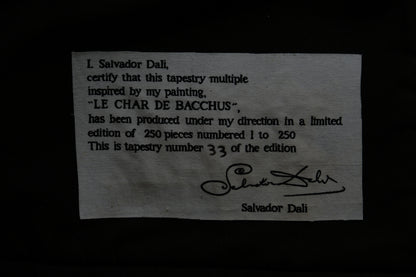 Salvador DALI : Le char de Bacchus - Tapisserie  originale