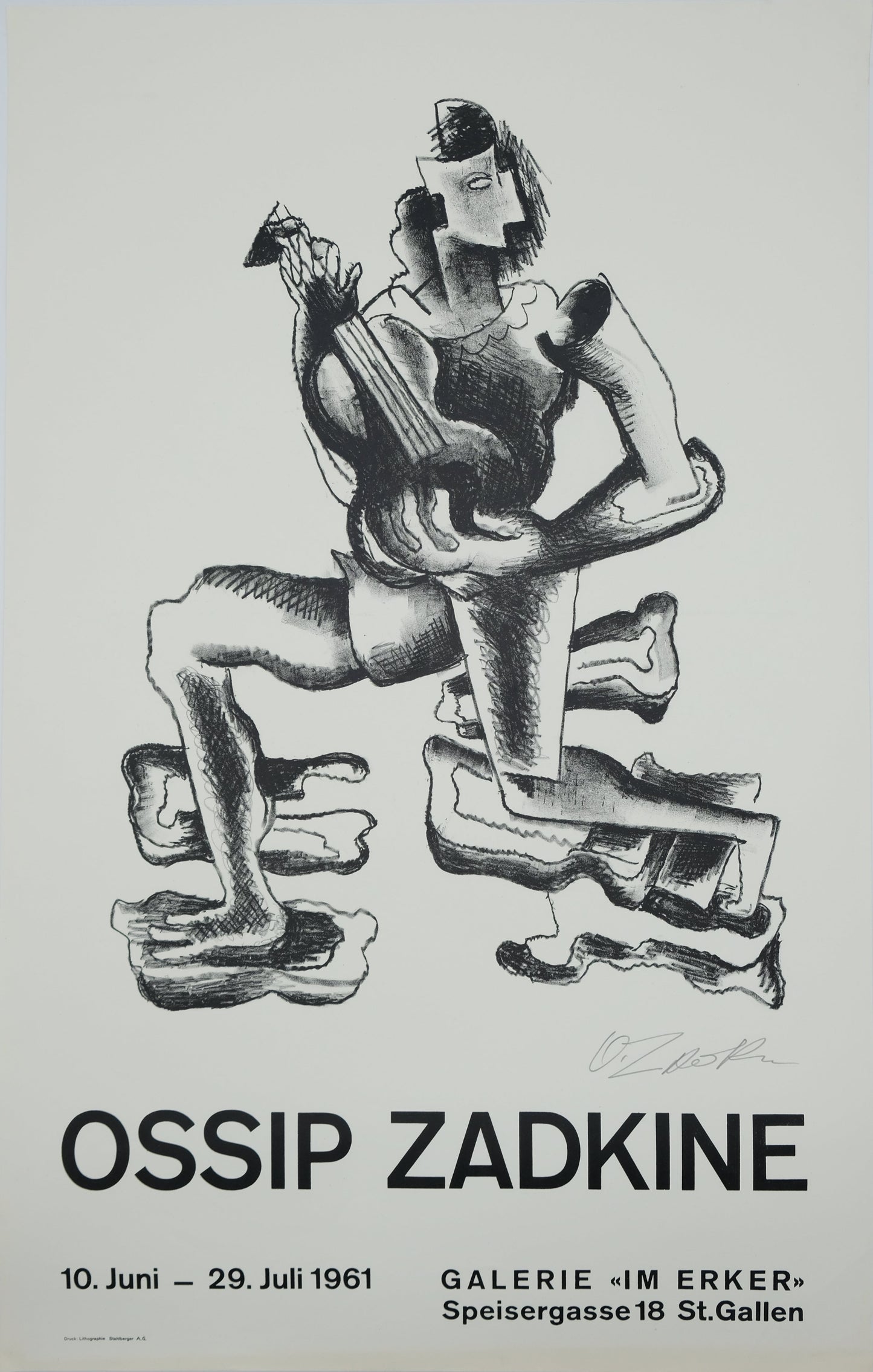 Ossip ZADKINE : Le guitariste - Lithographie originale signée