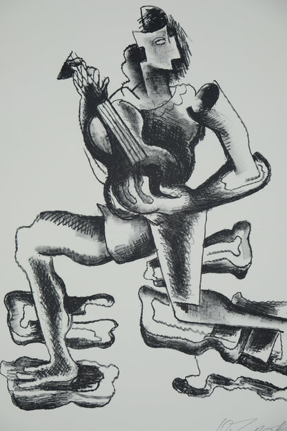 Ossip ZADKINE : Le guitariste - Lithographie originale signée