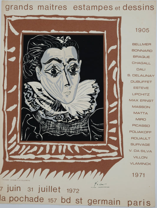 Pablo PICASSO : La dame à la collerette - Lithographie signée