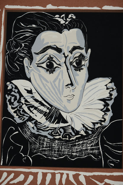 Pablo PICASSO : La dame à la collerette - Lithographie signée