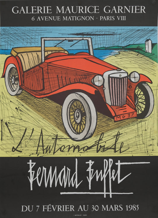 Bernard BUFFET : L'automobile - Lithographie originale signée