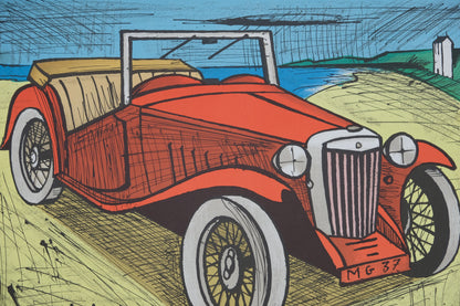 Bernard BUFFET : L'automobile - Lithographie originale signée