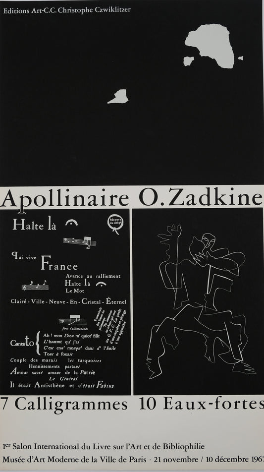 Ossip ZADKINE : 7 calligrammes 10 eaux fortes - Lithographie originale