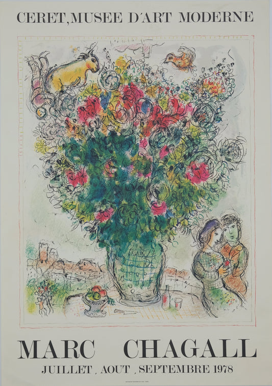 Marc CHAGALL : Bouquet multicolore - Affiche originale en couleurs