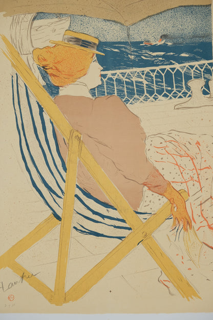 Henri DE TOULOUSE LAUTREC : Femme regardant la mer - Affiche originale signée