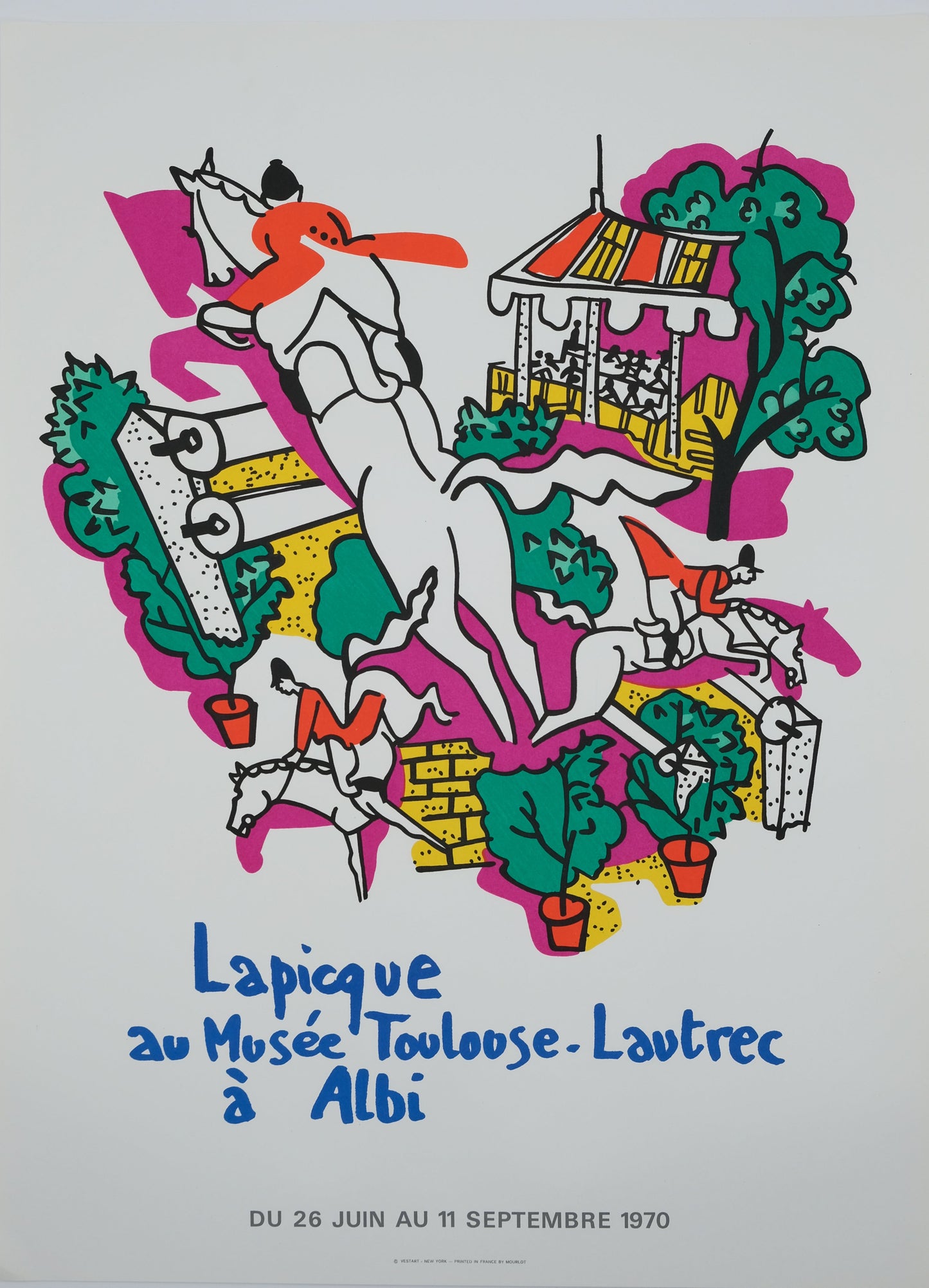 Charles LAPICQUE : Course Hippique - Lithographie originale