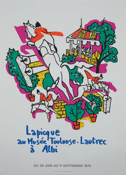 Charles LAPICQUE : Course Hippique - Lithographie originale